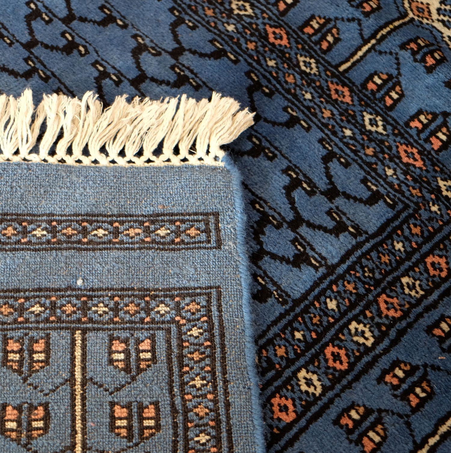 楽天市場】【楽天スーパーSALE15％オフ】手織り絨毯 インド ウール 青