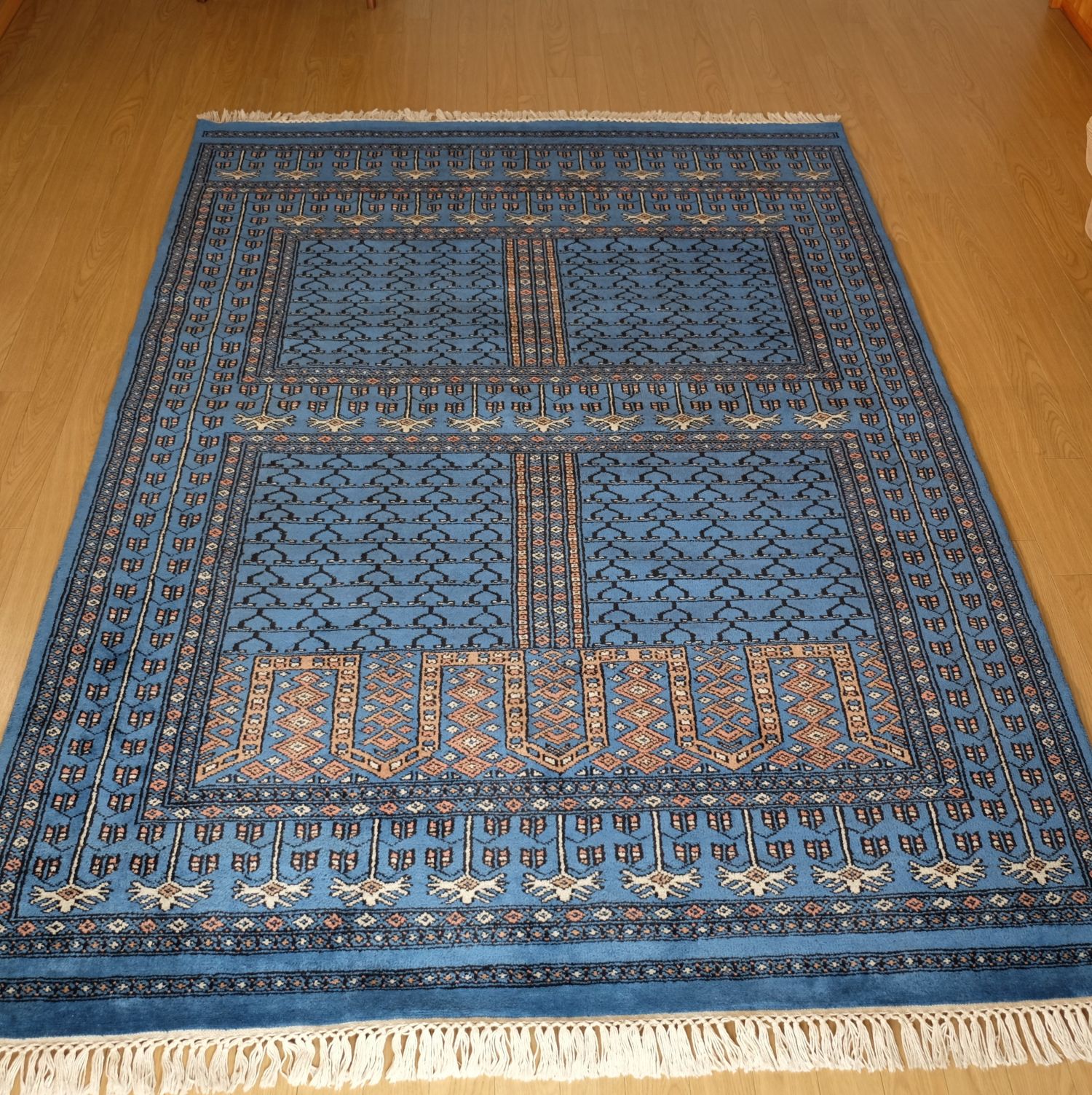 楽天市場】【楽天スーパーSALE15％オフ】手織り絨毯 インド ウール 青