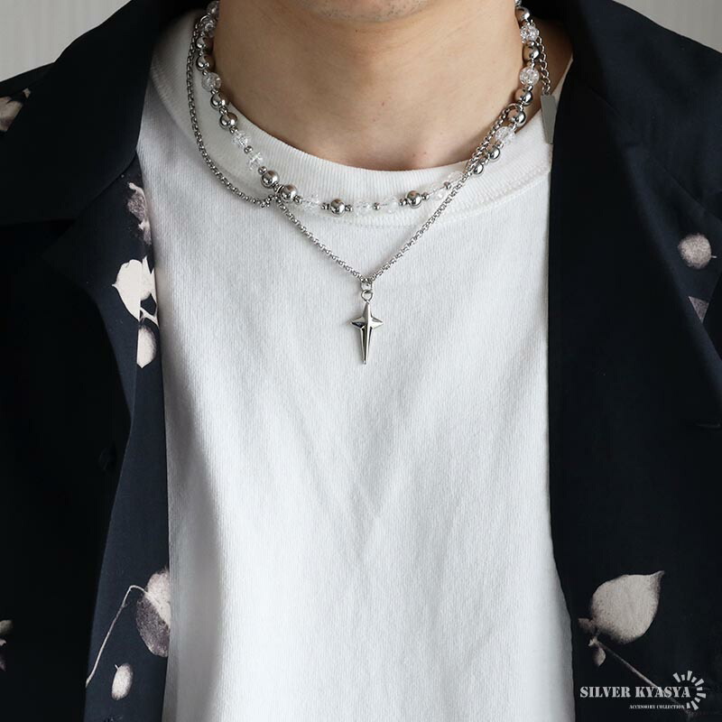 楽天市場】ステンレス 2連チェーンネックレス クロスネックレス