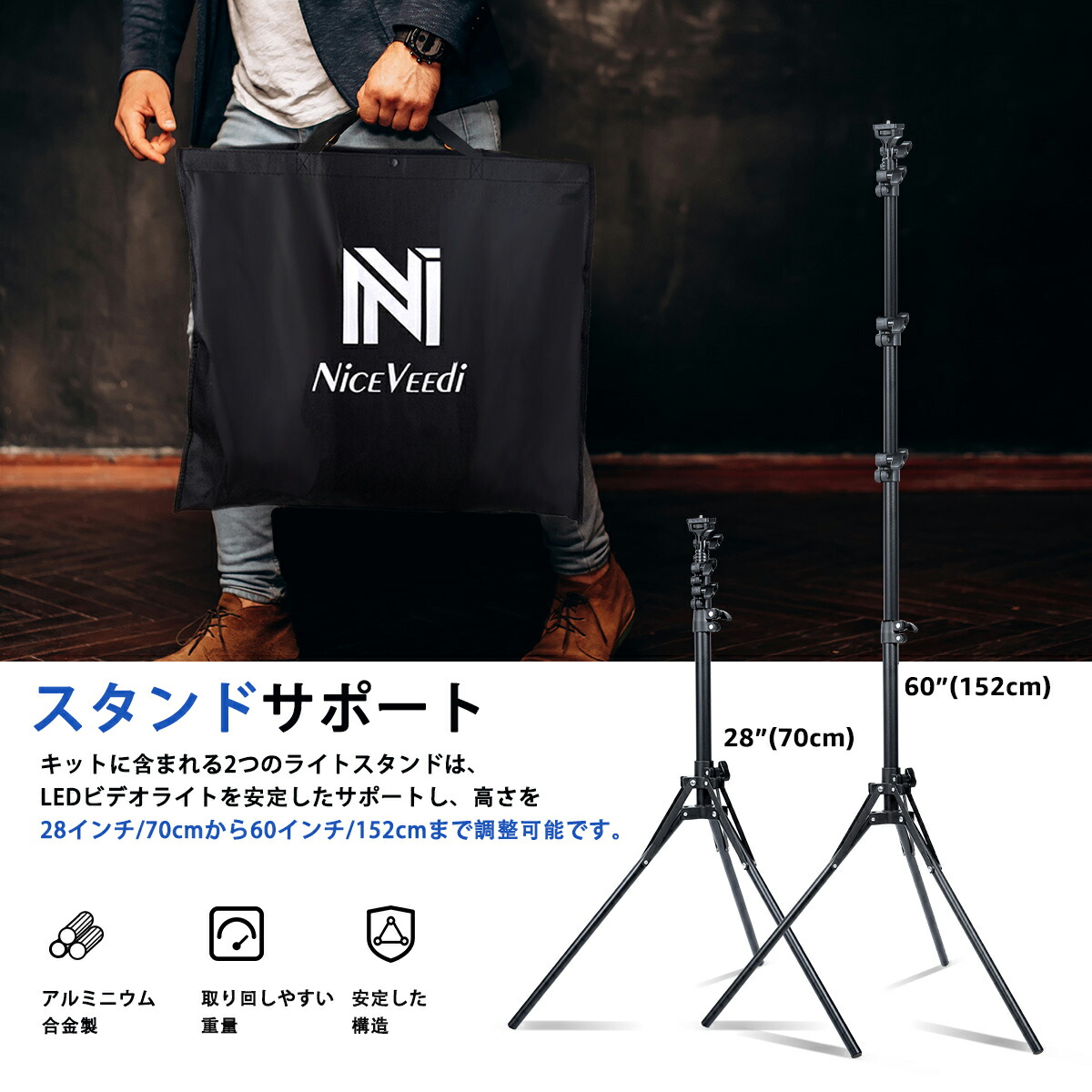 楽天市場】NiceVeedi 2パック撮影用ライト LEDビデオライト 写真