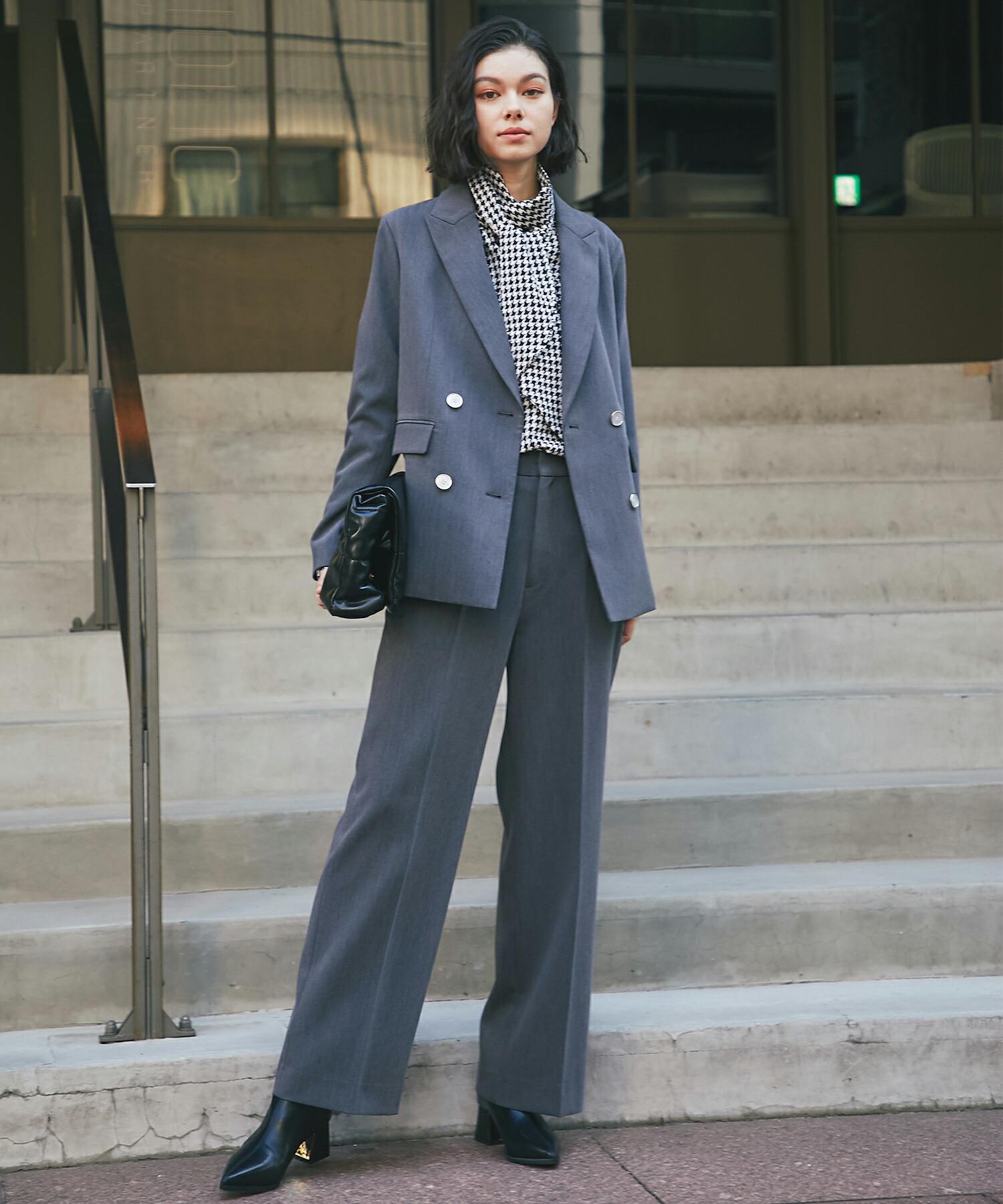 00s ダブルジャケット セットアップ ダブルスーツ レトロ グレー y2k