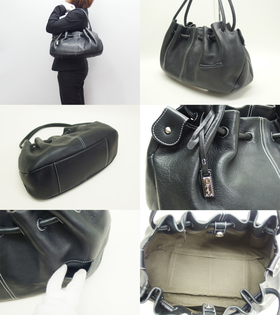 楽天市場】銀座かねまつ ショルダーバッグ レザー ブラック【送料無料