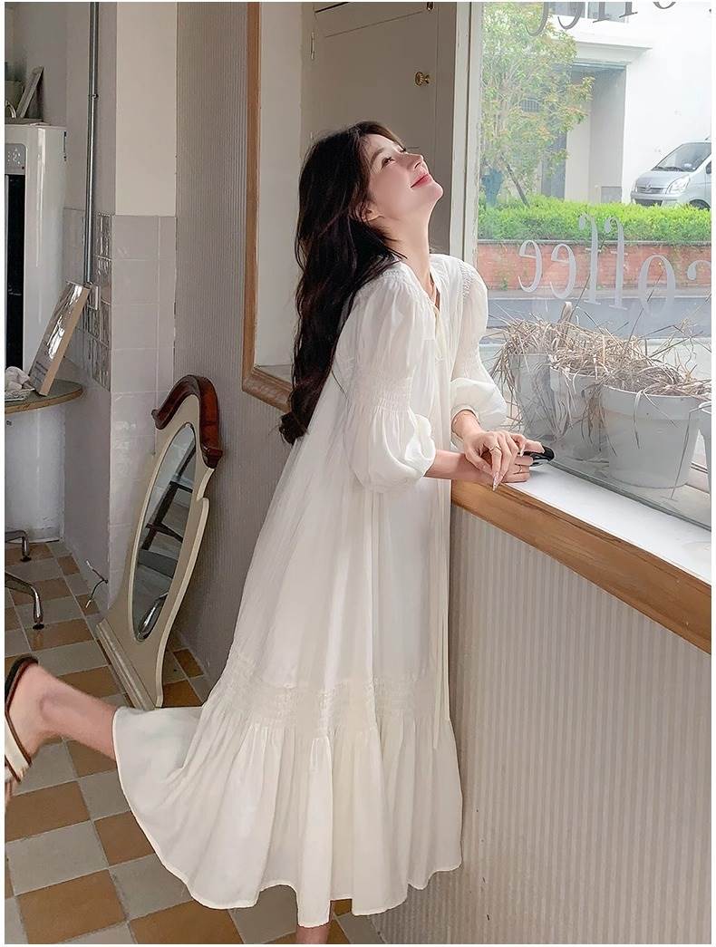 楽天市場】レディース ワンピース ブラウス ドレス 膝下 ミモレ 7分袖