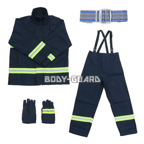 楽天市場】消防服 コスチューム 4点セット 濃紺 上下セット 手袋 左右
