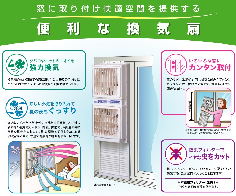 楽天市場】高須産業 窓用換気扇 FMT-200P 2.4m 延長パネルFM-200H-S付