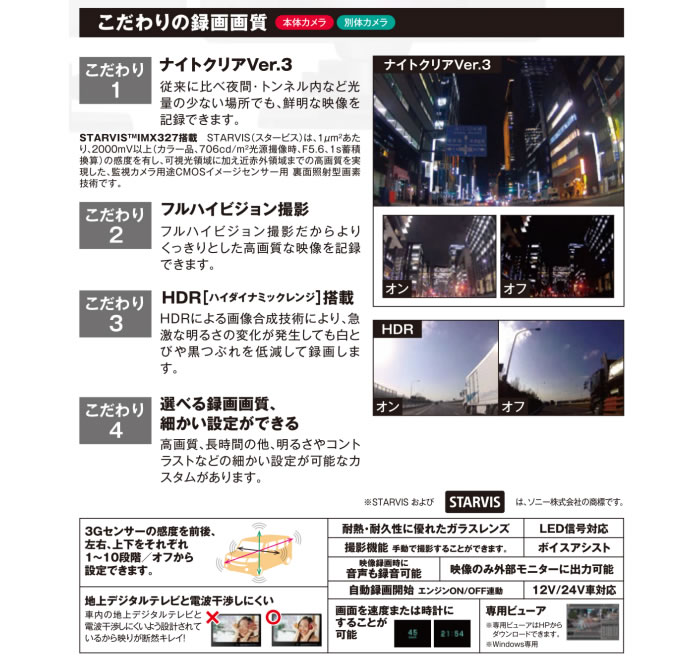 楽天市場】【日本製/3年保証】TZドライブレコーダー 2カメラタイプ