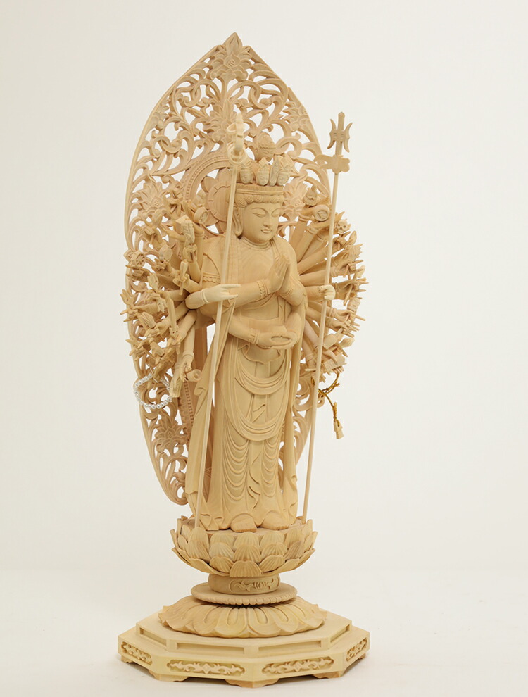 楽天市場】【総高36cm】〜木彫り 仏像 千手観音〜仕様：無垢 / 素材