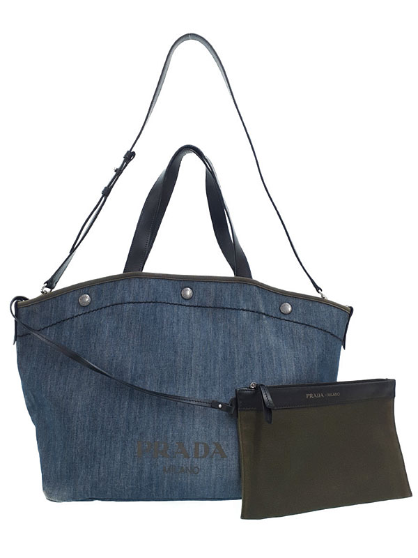 楽天市場】【PRADA】プラダ『デニム バケツ型 2WAYトートバッグ