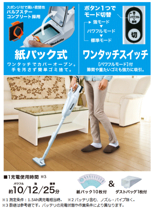 楽天市場】マキタ makita CL107FDSHW+ 充電式クリーナー 掃除機 10.8V