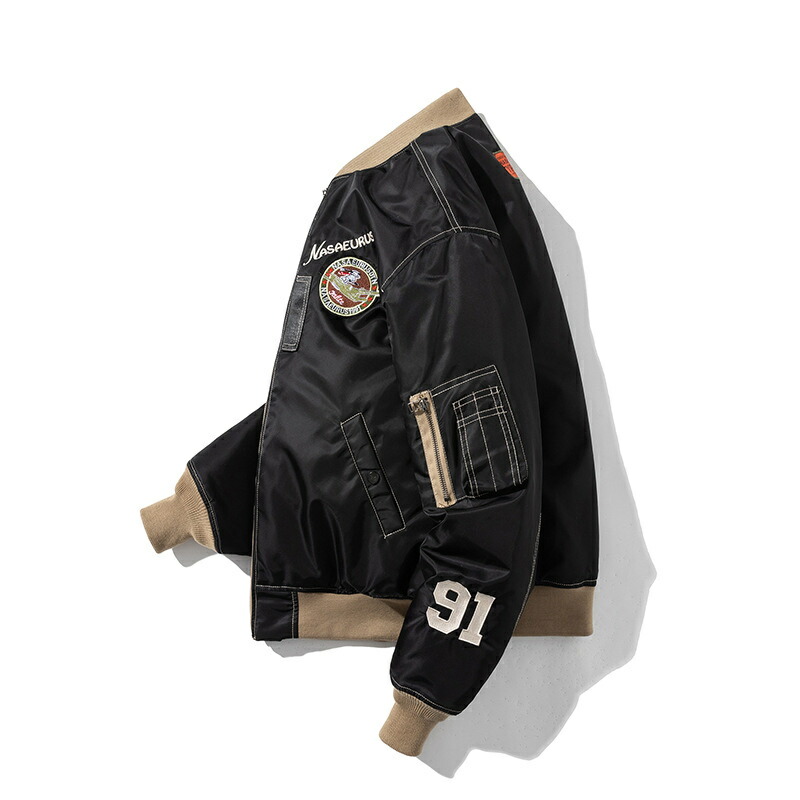 楽天市場】フライトジャケット ワッペン付き 刺繍 ジャケット ブルゾン