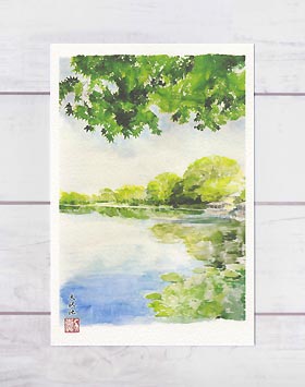 楽天市場】大沢池 [ 大覚寺 ]( 夏の水辺 新緑 池 嵯峨 嵐山 和風 京都