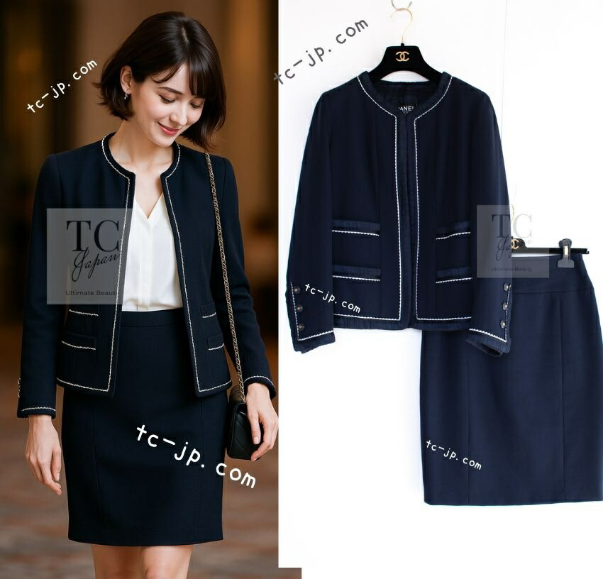 楽天市場】[中古] シャネル ジャケット スーツ CHANEL ネイビー