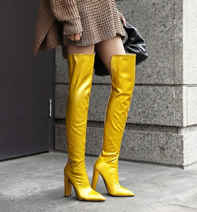 楽天市場】レディースブーツ ニーハイブーツ エナメル 11センチ 超