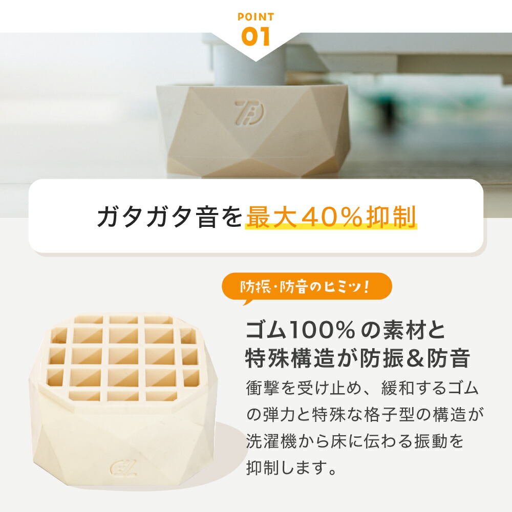 楽天市場】洗濯機かさ上げ台 防振・防音 ゴムマット 洗濯機 かさ上げ