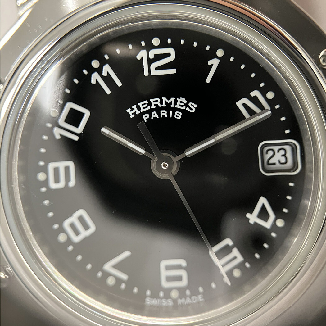 楽天市場】HERMES□ クリッパー CL4.210 OH済 クォーツ 黒文字盤 24mm