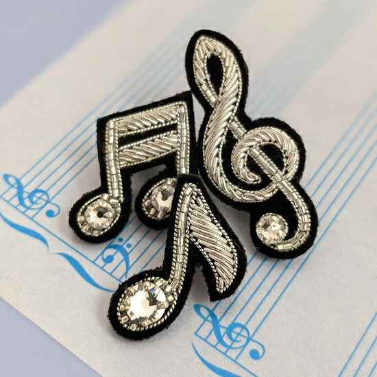 楽天市場】チリア 田川啓二 ビーズ刺繍のピンバッジ ト音記号 音符