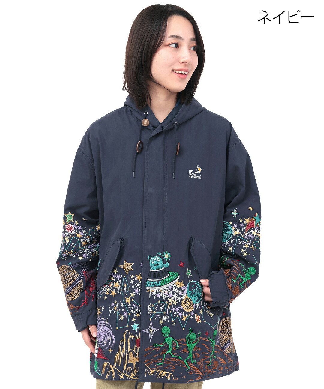 楽天市場】go slow caravan コットンナイロンパネル刺繍モッズコート