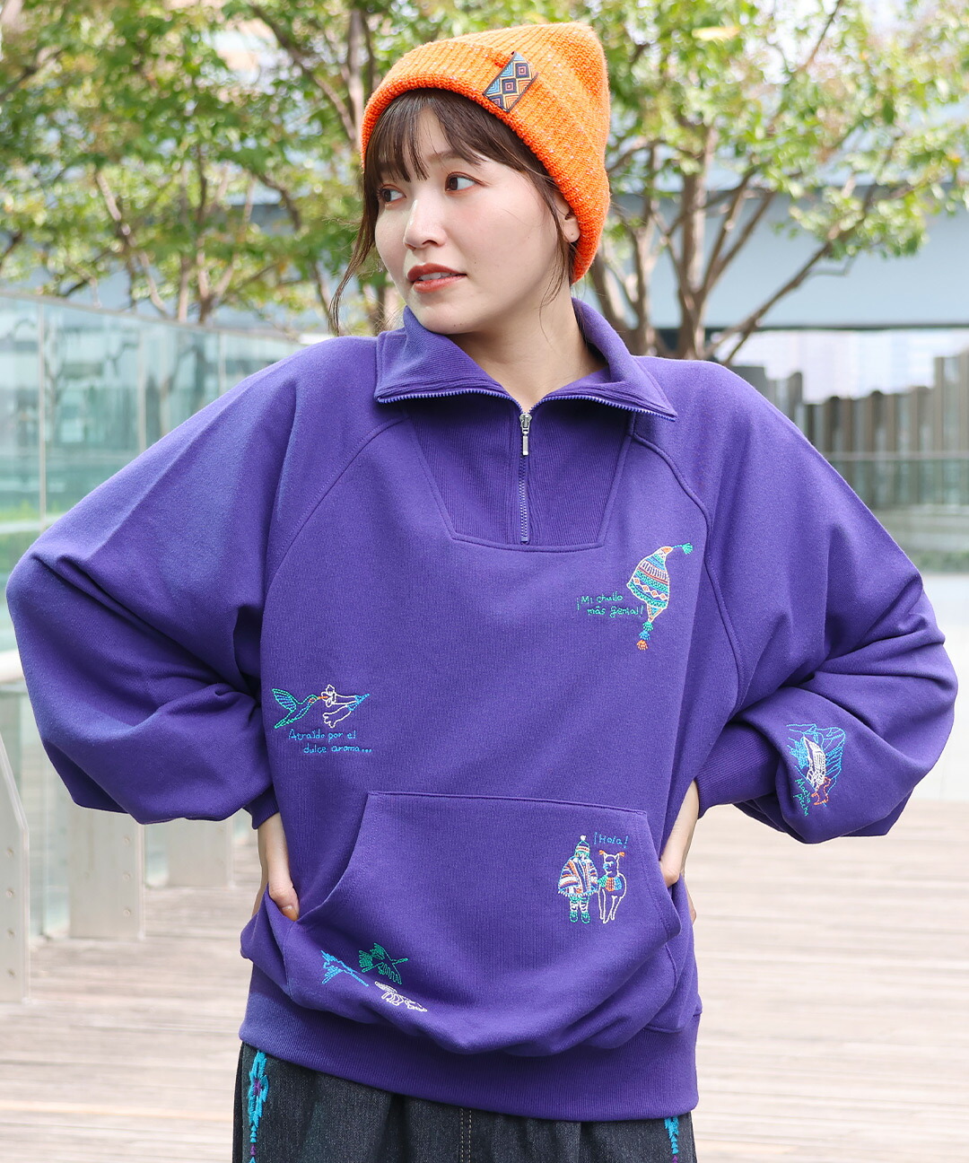 楽天市場】【SALE】スケッチ刺繍ハーフジッププルオーバー