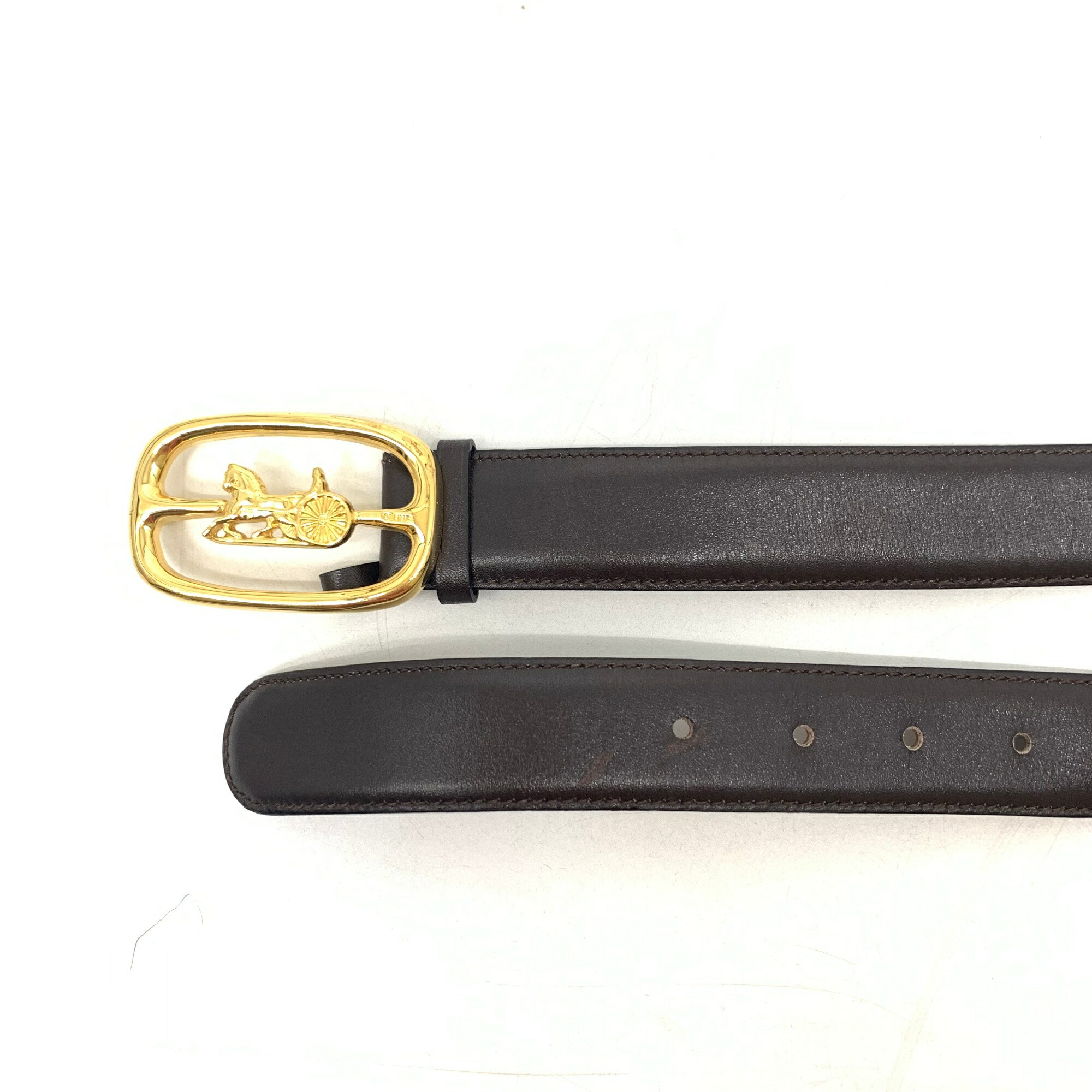 楽天市場】極美品 CELINE セリーヌ 馬車 ゴールド バックル レザー