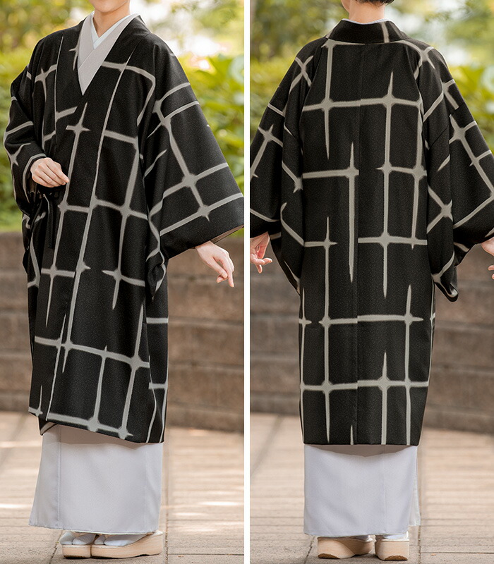 楽天市場】【 洗える道中着衿コート 】 【 格子 ： ブラック 】仕立て