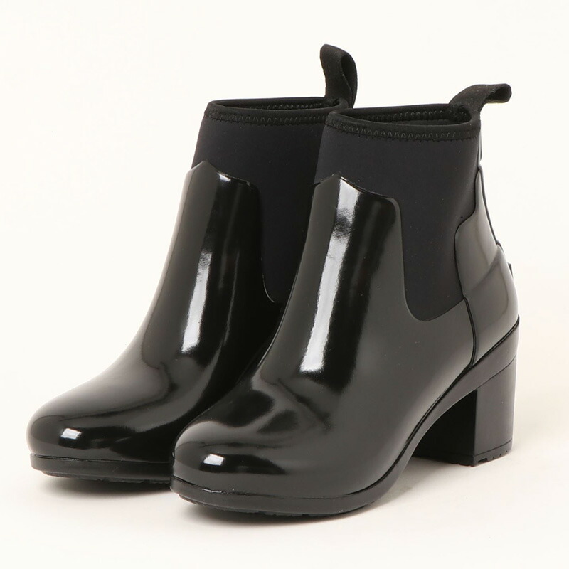 ハンター リファインド グロス ミッドヒール ブーツ レディース