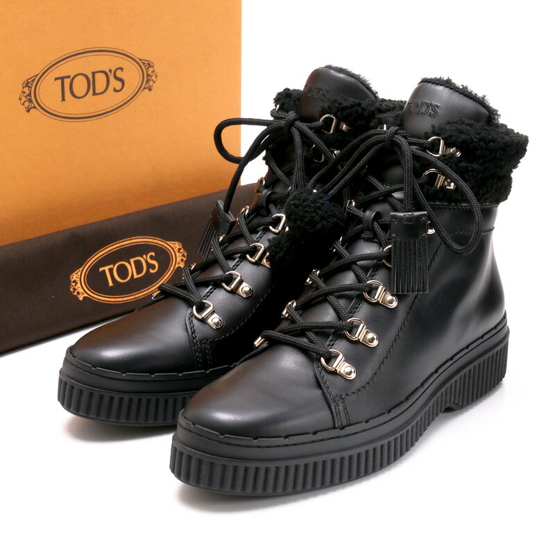 トッズ TOD'S レースアップ ショートブーツ ブラック 37 トッズ ブーツ
