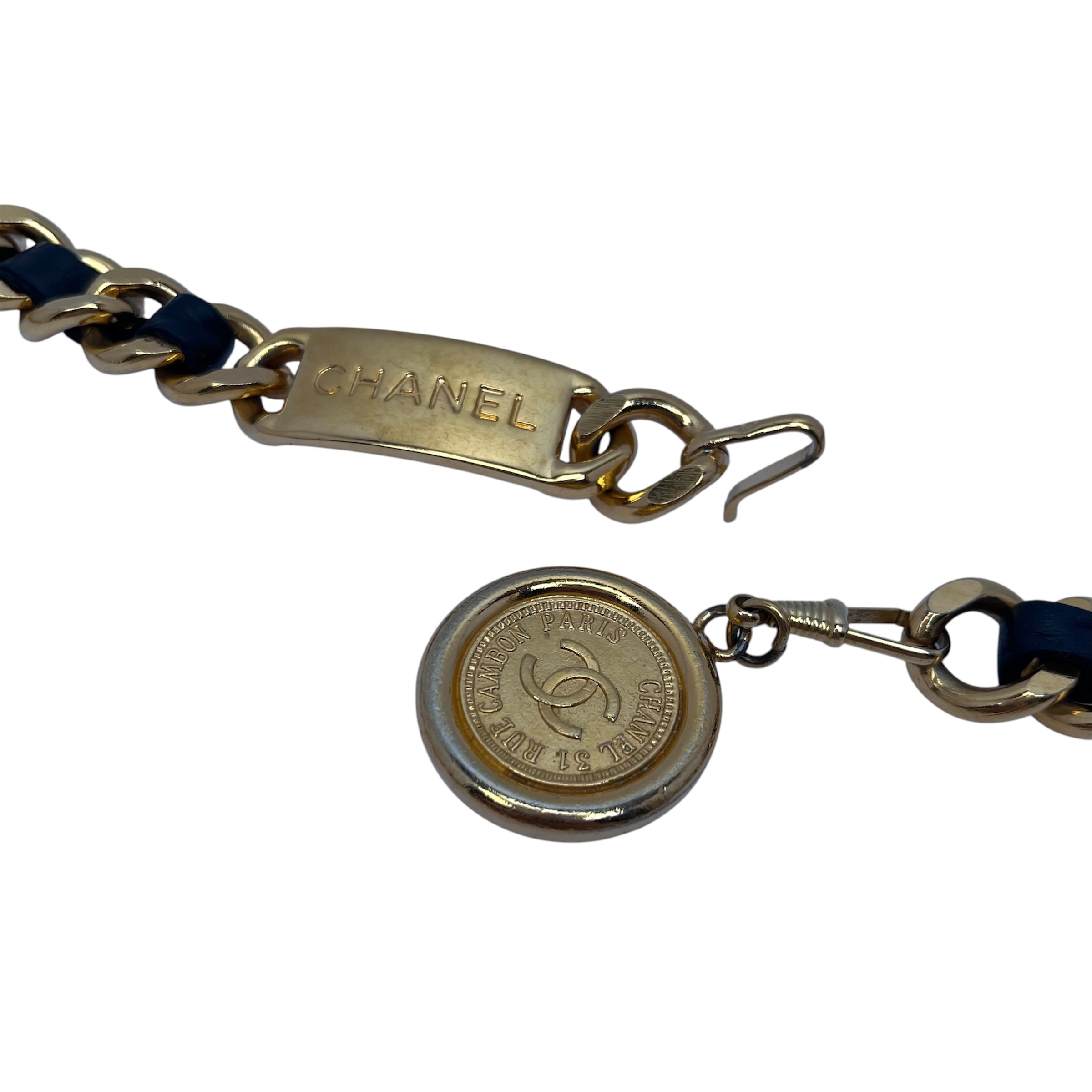 楽天市場】シャネル CHANEL チェーンベルト レザー ゴールド×ブラック