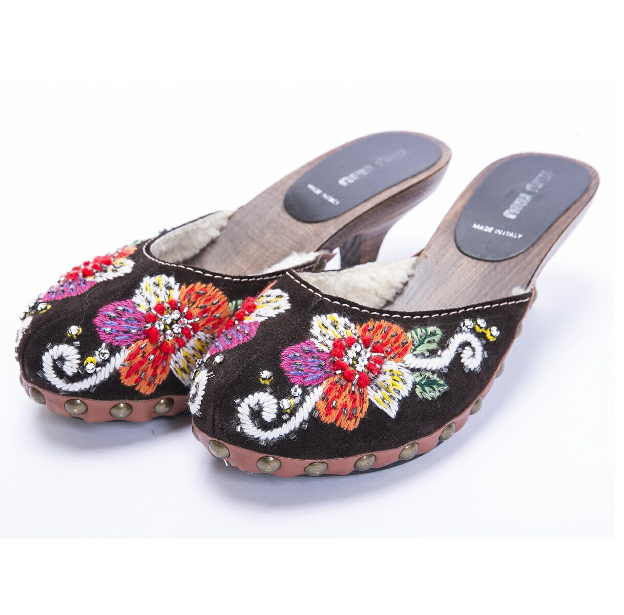 楽天市場】MIUMIU ミュウミュウ ミュール サンダル 刺繍 #36.5 約23.5