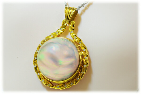 楽天市場】マベパール ペンダント 20mm K18YG パール 真珠 大粒