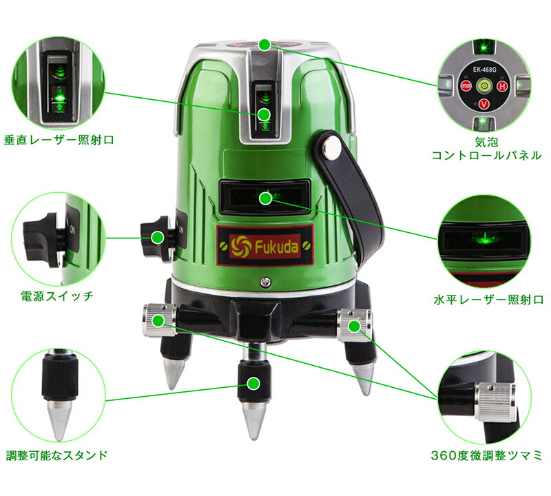 楽天市場】☆送料無料☆FUKUDA 5ライン グリーンレーザー墨出し器 EK