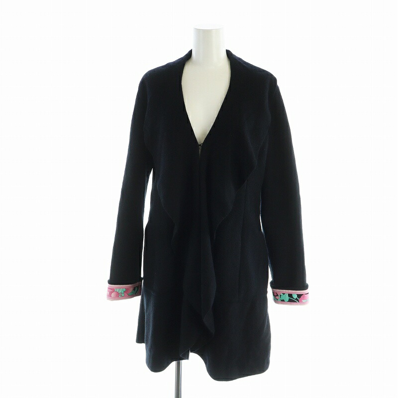 近年美品 LEONARD レオナール シルク ロング カーディガン コート 42