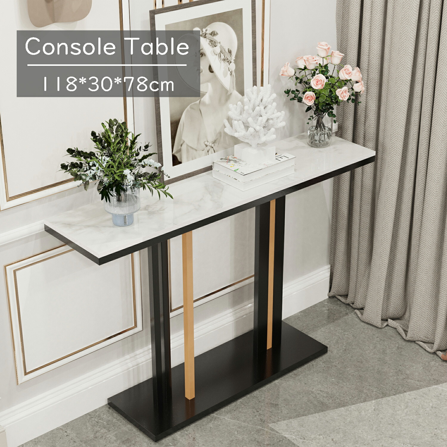 楽天市場】FATIVO コンソールテーブル 大理石 カウンターテーブル 白