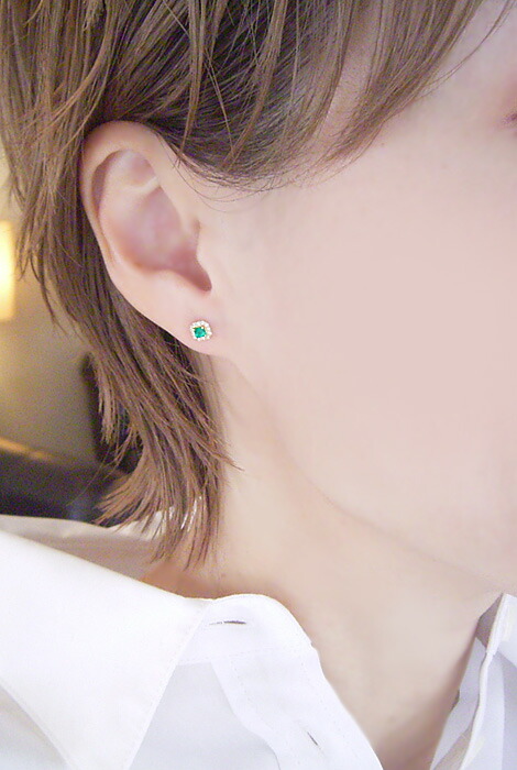 楽天市場】ピアス k18 18金 エメラルド 天然 ダイヤモンド ピアス