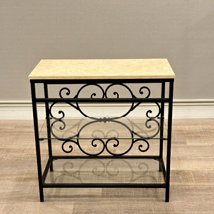 楽天市場】サイドテーブル 大理石 アイアン ガラス コンソール 花台