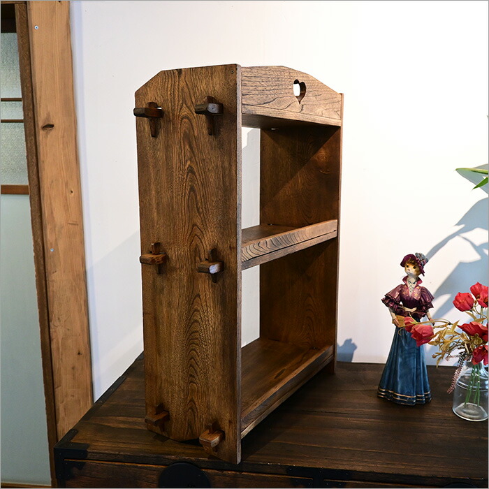 楽天市場】日本製 1点物 楔式 レトロ 本棚 リメイク品 ケヤキ材