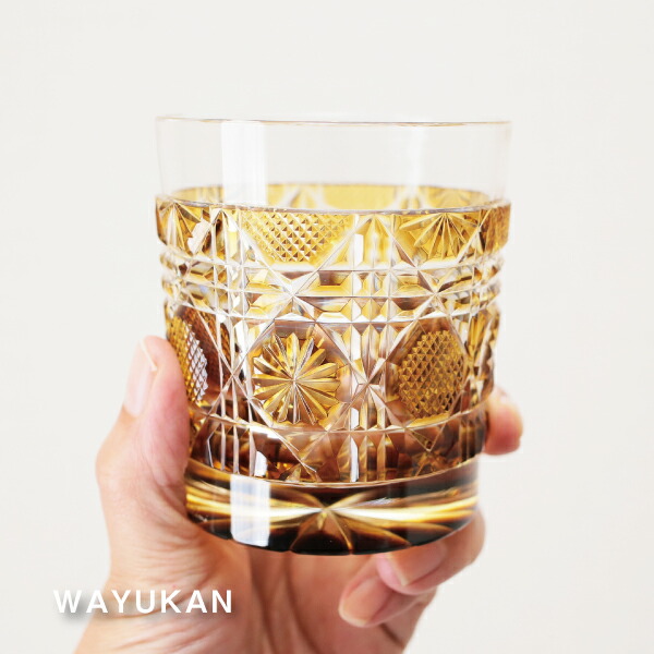 楽天市場】薩摩切子オールド（黄）八角籠目280cc 薩摩びーどろ工芸