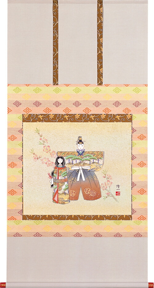 真作/誠/四季草花/桐共箱付/布袋屋掛軸HC-400 真作/誠/四季草花/桐共箱