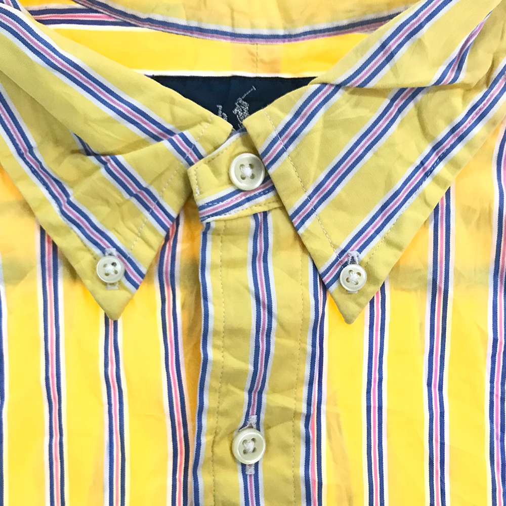美品✨ラルフローレン コットン100 長袖シャツ ストライプ ロゴ刺繍