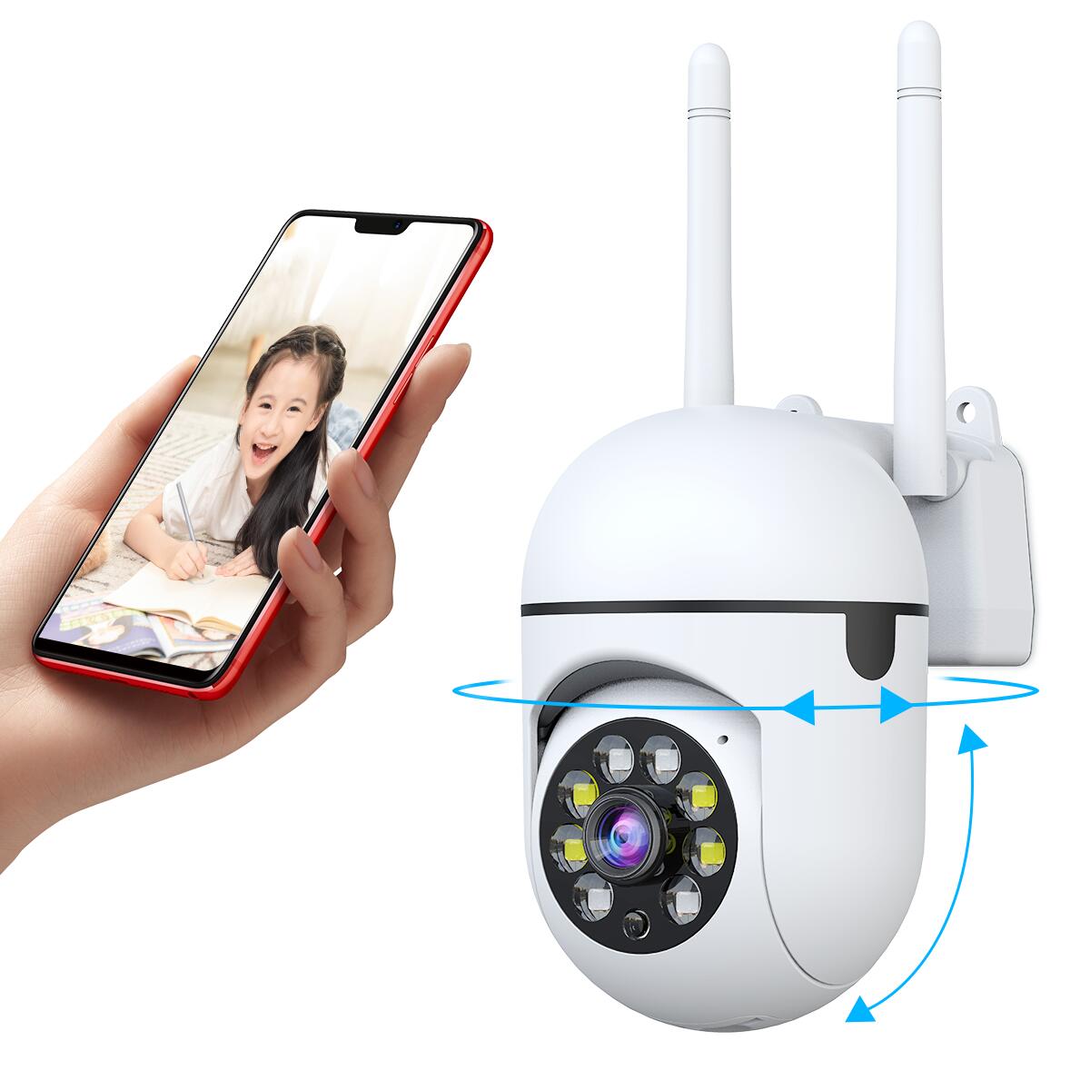 楽天市場】防犯カメラ 屋外 首振り 2レンズ WiFi 2.4G/5G対応