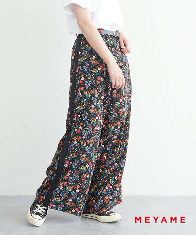 楽天市場】[MEY-1620]MEYAME(メヤメ)SIDE LINE WIDE PANTS(FROWER