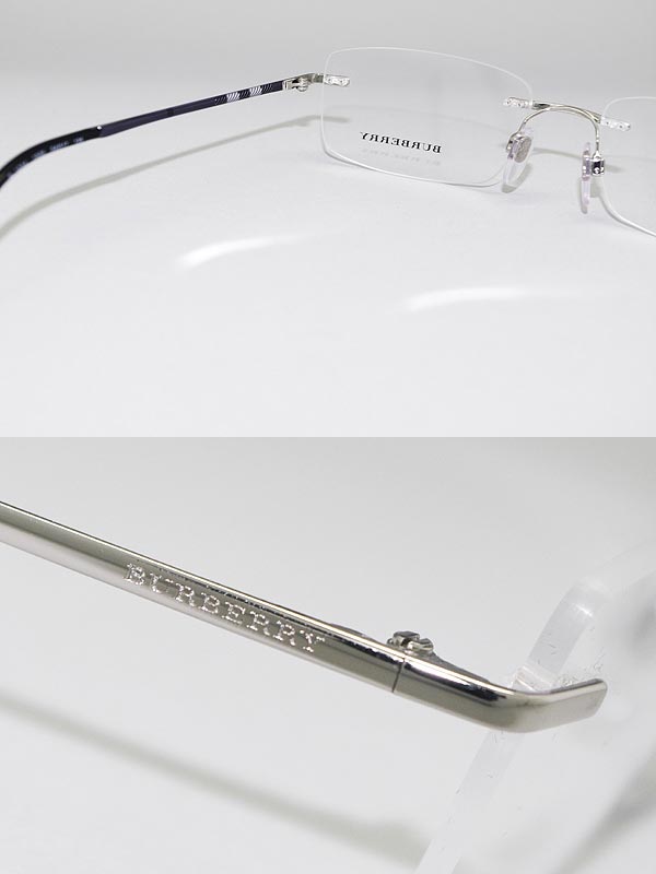 楽天市場】バーバリー めがね 縁無し/フチ無し シルバー チェック柄