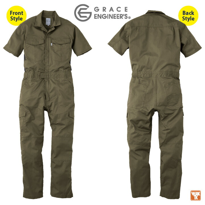 楽天市場】グレースエンジニア 薄手 半袖つなぎ オーバーオール 春夏