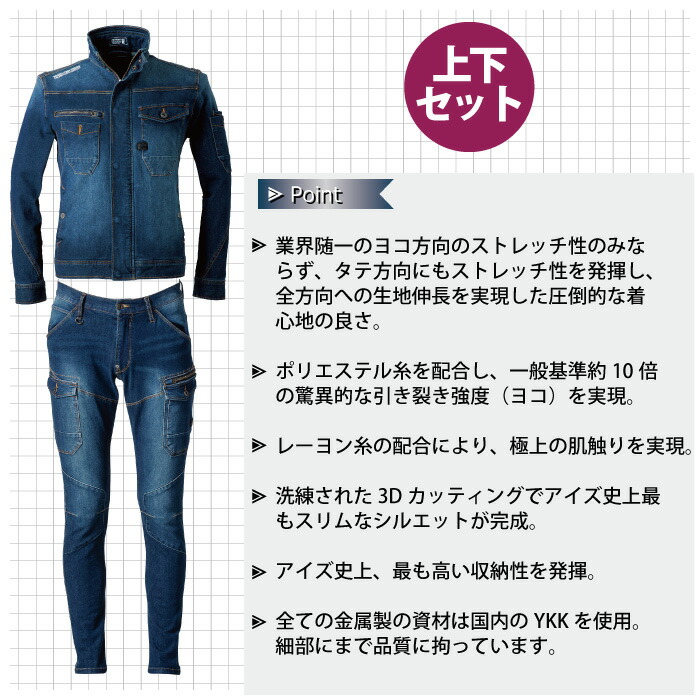 楽天市場】アイズフロンティア 作業服 上下セット 7630 ジャケット と