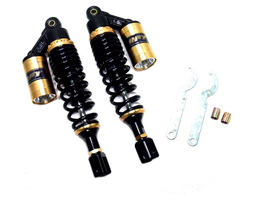 楽天市場】280mm タンク付き リアサスペンション 汎用品 黒 金 コの字