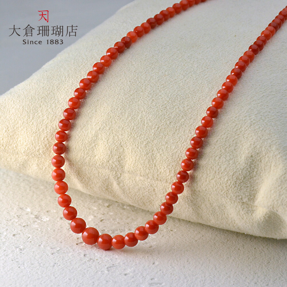 楽天市場】赤珊瑚 ネックレス サンゴ さんご グラデーション 丸珠 14金