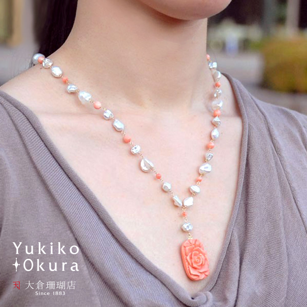 楽天市場】モモイロ珊瑚 ネックレス ペンダント サンゴ さんご 淡水