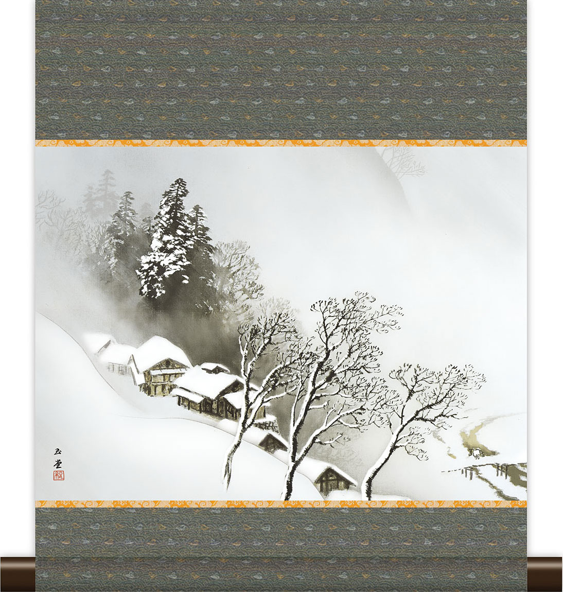 楽天市場】掛軸 掛け軸 和風モダン掛 吹雪 川合玉堂 約横35cm×縦42cm