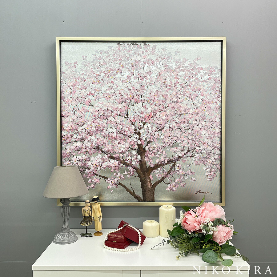 楽天市場】絵画 アート オイル ペイント 桜 さくら サクラ 春 シルバー