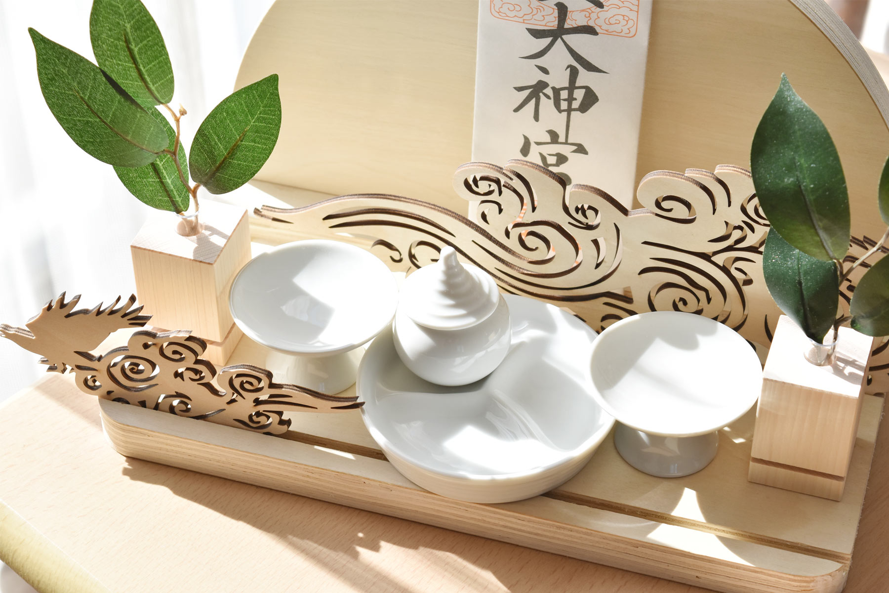 楽天市場】神棚 セット お札立て モダン おしゃれ 神具セットともえ