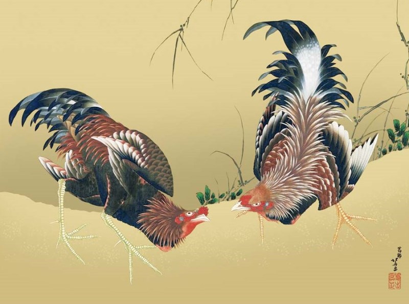 楽天市場】額絵 葛飾北斎 軍鶏図 f8・f6・f4サイズ 日本の名画シリーズ